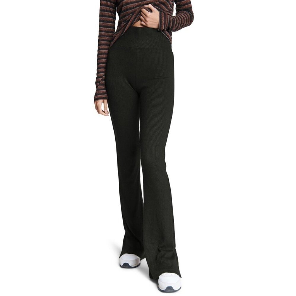 Rag & Bone High Rise Ribbed-Knit Flare Pants Elastic Waist Size M‎ Green